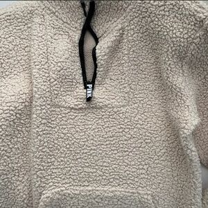 PINK cream/ivory fuzzy quarter zip